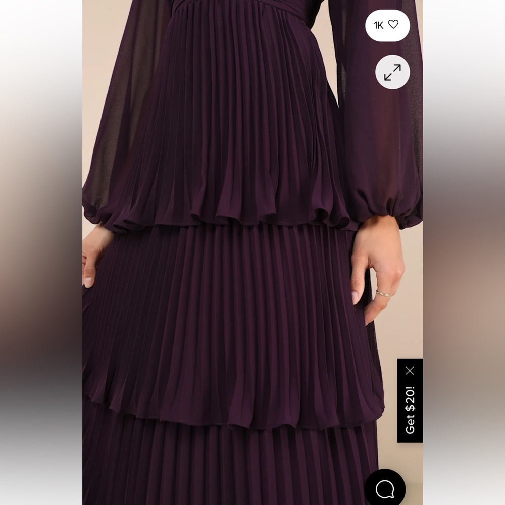 Lulus Impactful Elegance Purple Tiered Balloon Sleeve Maxi Dress - Size L - Picture 3 of 8